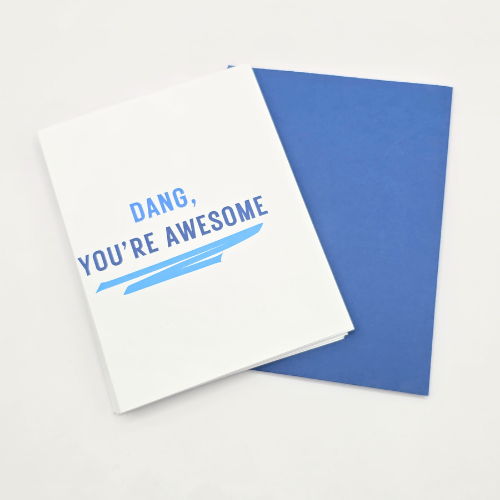 Big Mood Gratitude – 5 Funny Thank You Cards – A2 Size (Blue & White)