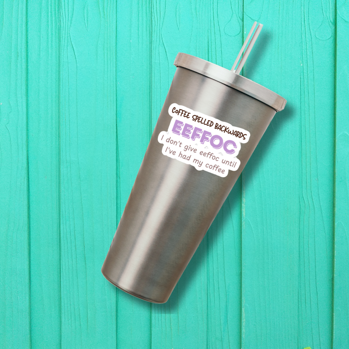 Coffee Spelled Backwards Waterproof Sticker