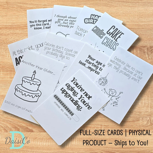 Large Black and White Birthday Cards Variety Pack - Blank Inside