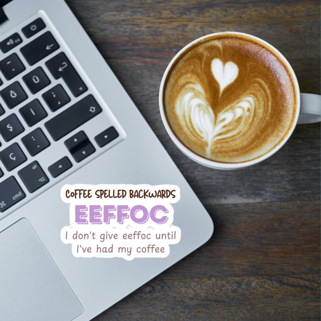 Coffee Spelled Backwards Waterproof Sticker