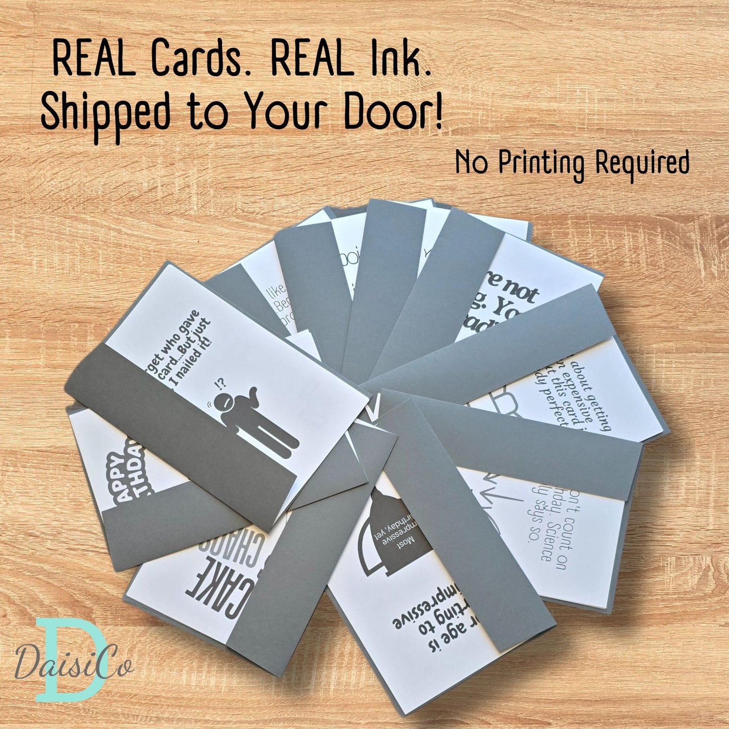 Large Black and White Birthday Cards Variety Pack - Blank Inside