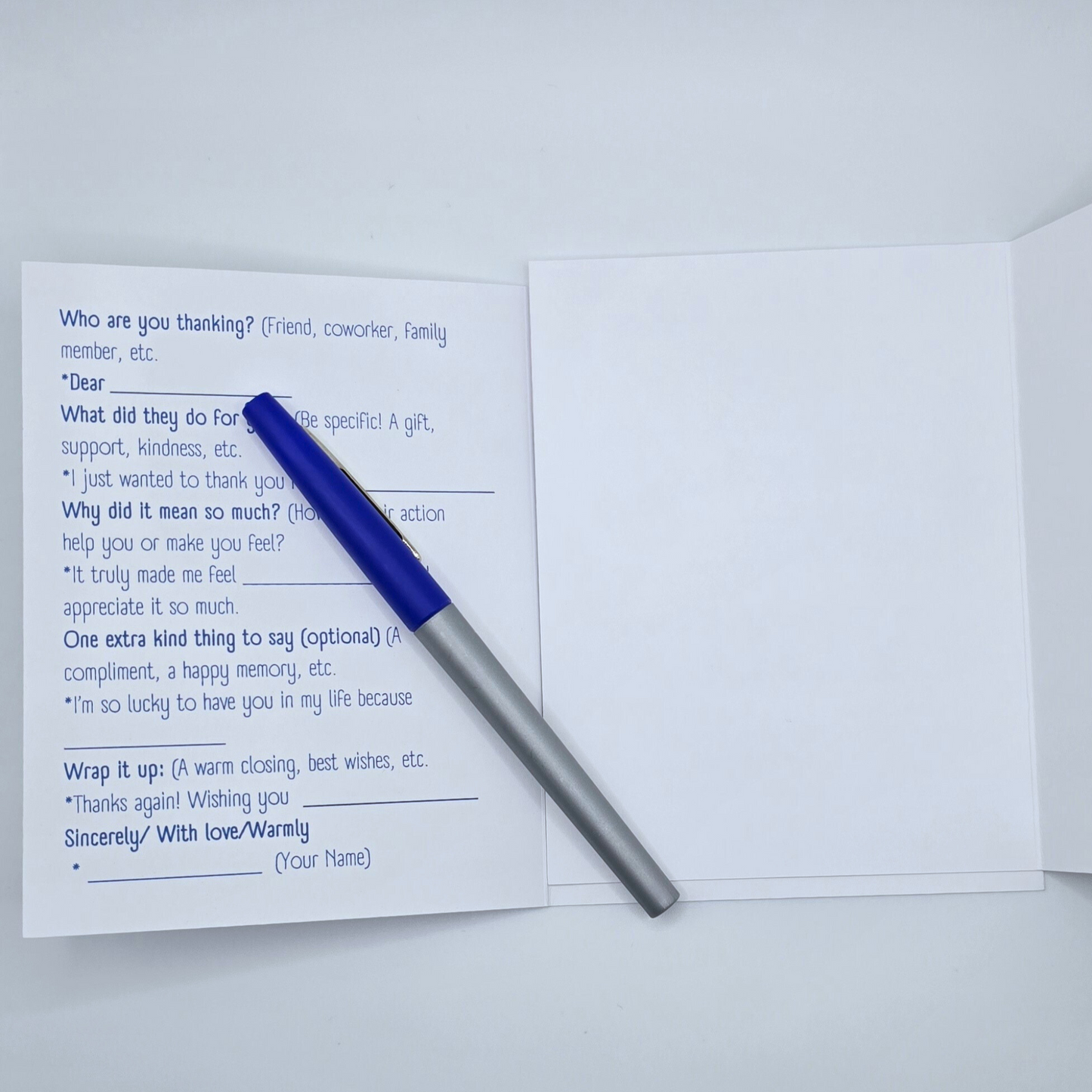 Big Mood Gratitude – 5 Funny Thank You Cards – A2 Size (Blue & White)