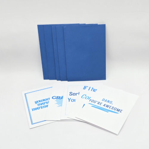 Big Mood Gratitude – 5 Funny Thank You Cards – A2 Size (Blue & White)