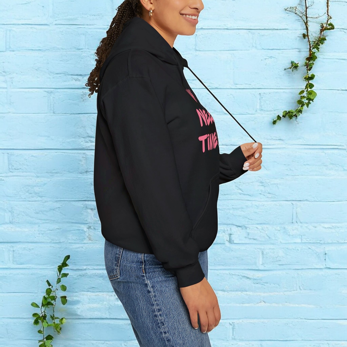 Mama Needs a Timeout Hoodie – Cozy & Sassy Pink Clock Graphic in Dark Heather, Black, or Purple