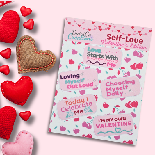 Valentine's Sparkly Affirmation Self-Love Sticker Sheet
