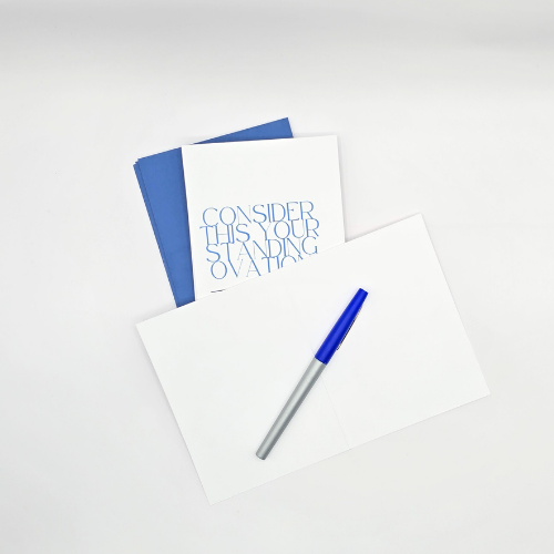 Overachiever Appreciation – 5-Card Thank You Set (Blue & White)
