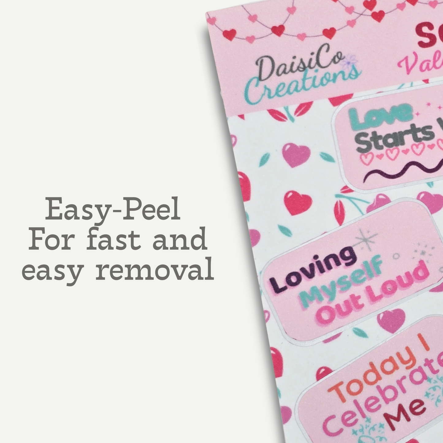 Valentine's Sparkly Affirmation Self-Love Sticker Sheet