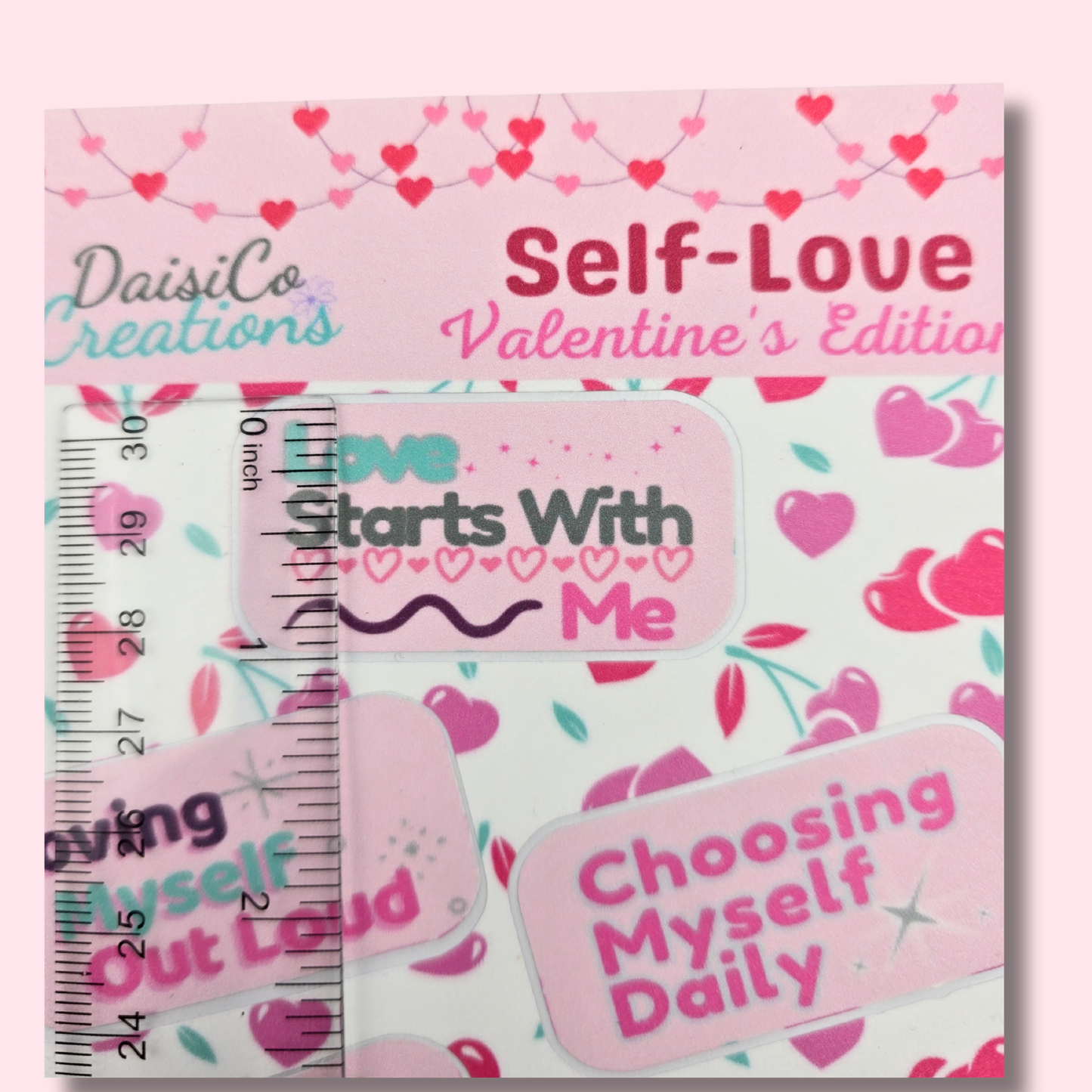 Valentine's Sparkly Affirmation Self-Love Sticker Sheet