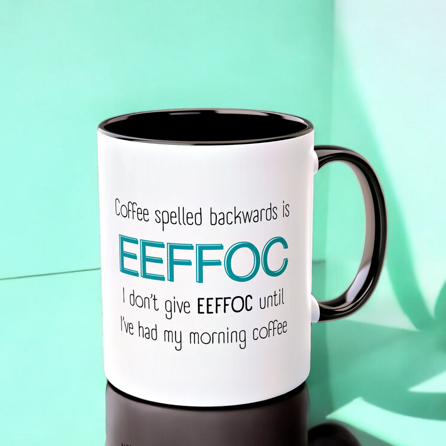 Coffee Spelled Backwards Mug – Funny Morning Coffee Mug for Tired Moms | Eeffoc Until Coffee