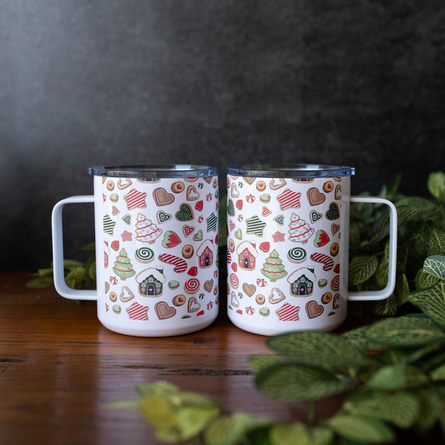 Whimsical Christmas Cookies Double-Insulated Coffee Mug with Snap-On Lid