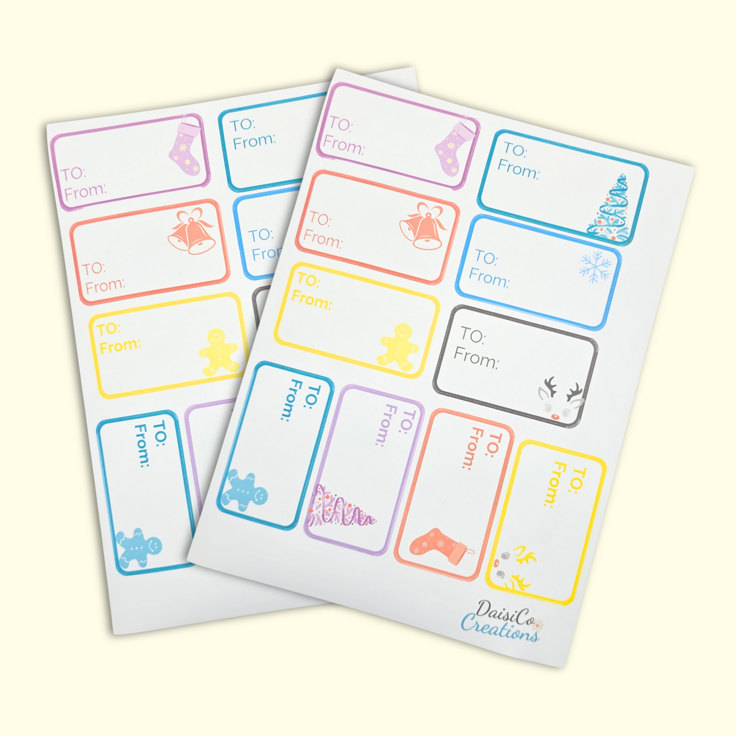 Minimalist Holiday Gift Label Sticker Sheets (White Background)