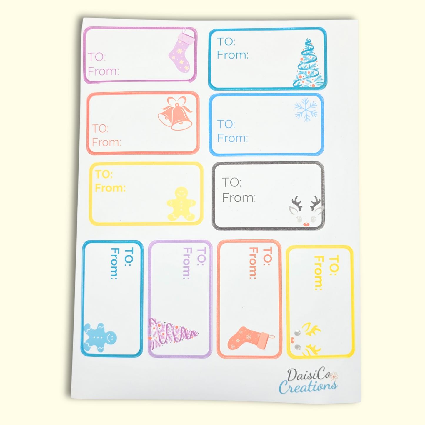 Minimalist Holiday Gift Label Sticker Sheets (White Background)