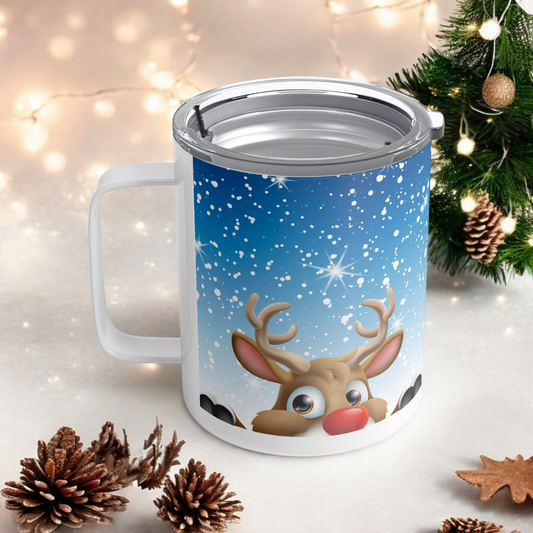 Peeking Rudolf Insulated Coffee Mug