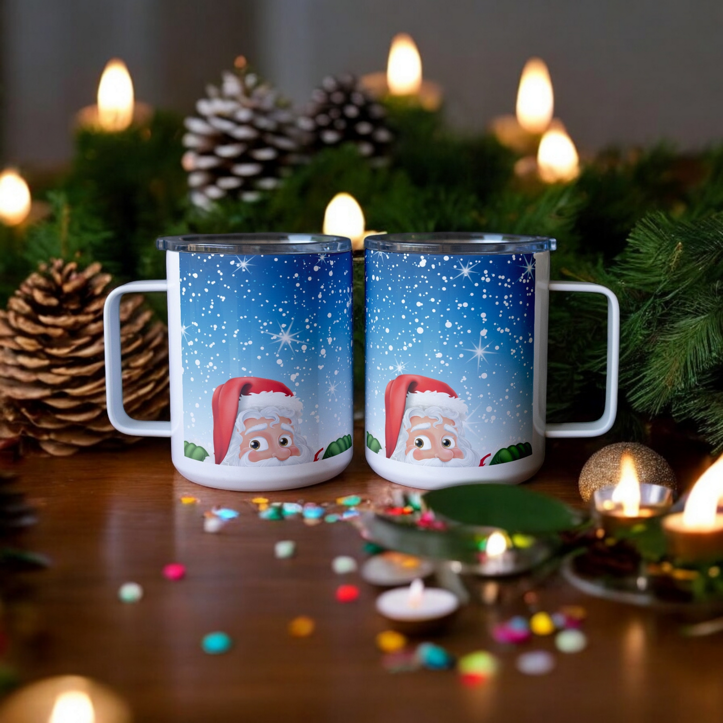 Santa Insulated Coffee Mug – 12 oz Double-Wall Stainless Steel Christmas Cup for Hot & Cold