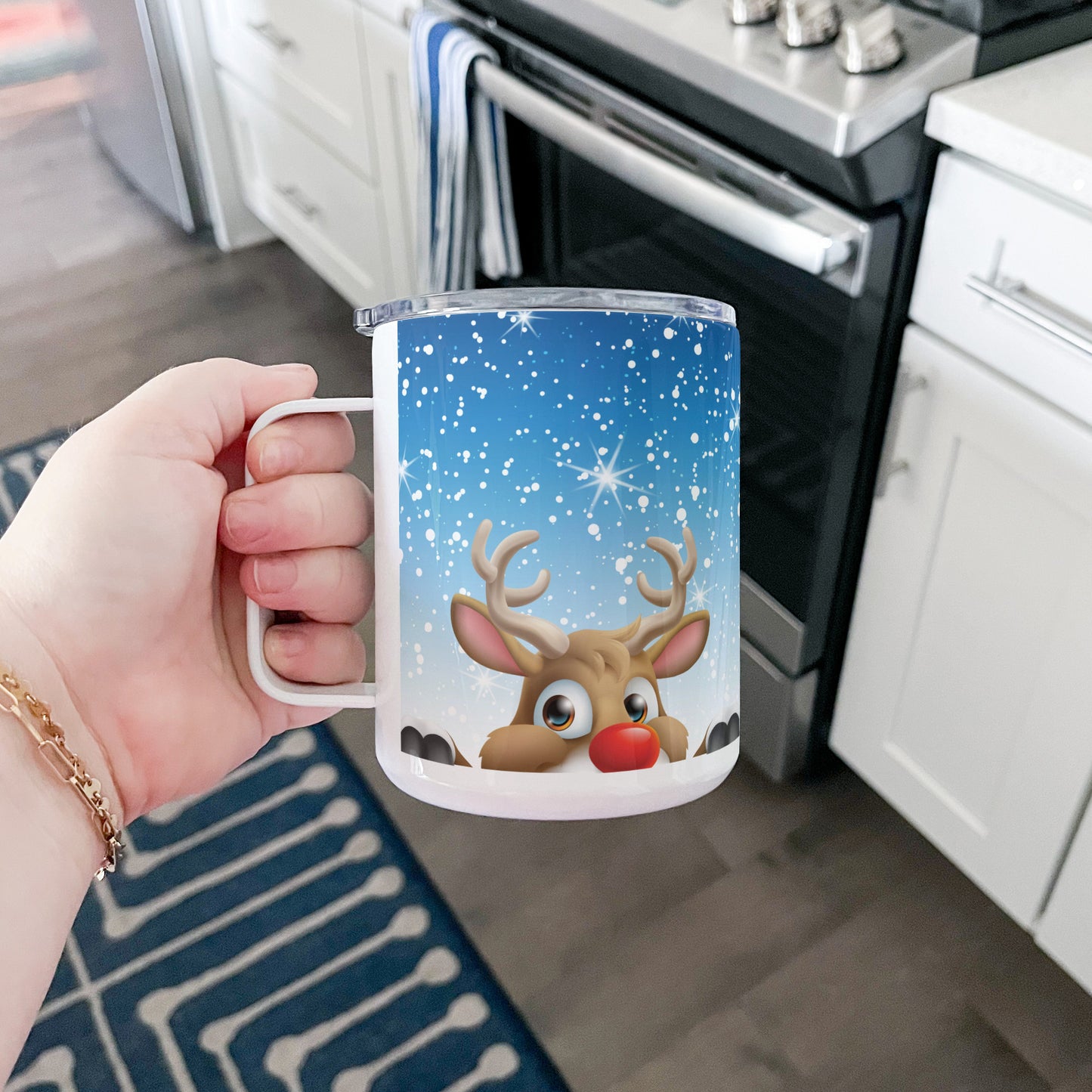 Peeking Rudolf Insulated Coffee Mug