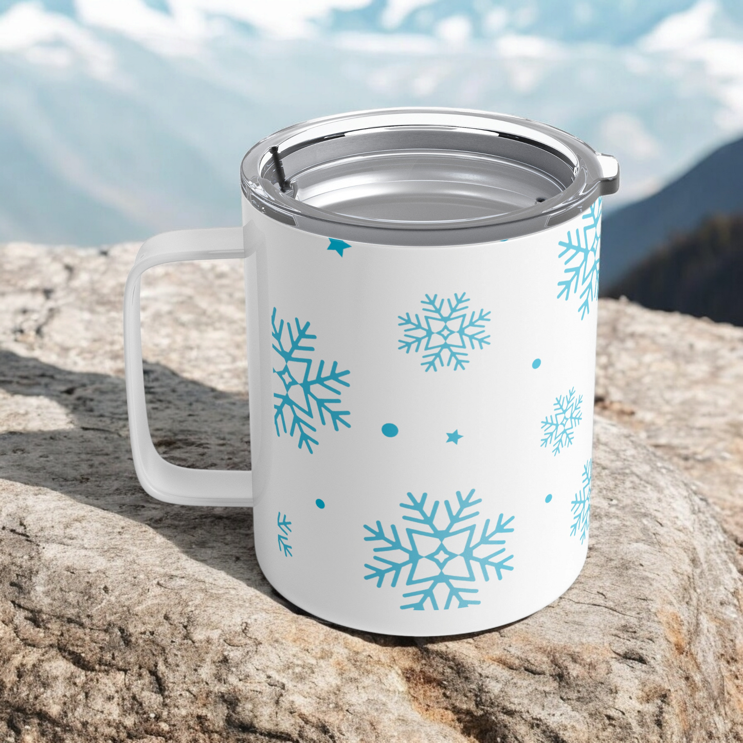 Blue Snowflake Winter Stainless Steel Coffee Mug-Double Wall Insulated